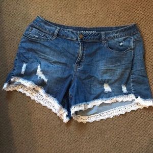 Lane Bryant Denim Shorts with lace trim